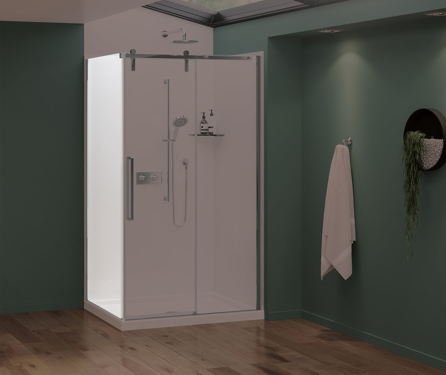 Nebula Return Panel for 36 in. Base with Clear glass in Chrome - Plumbing Market