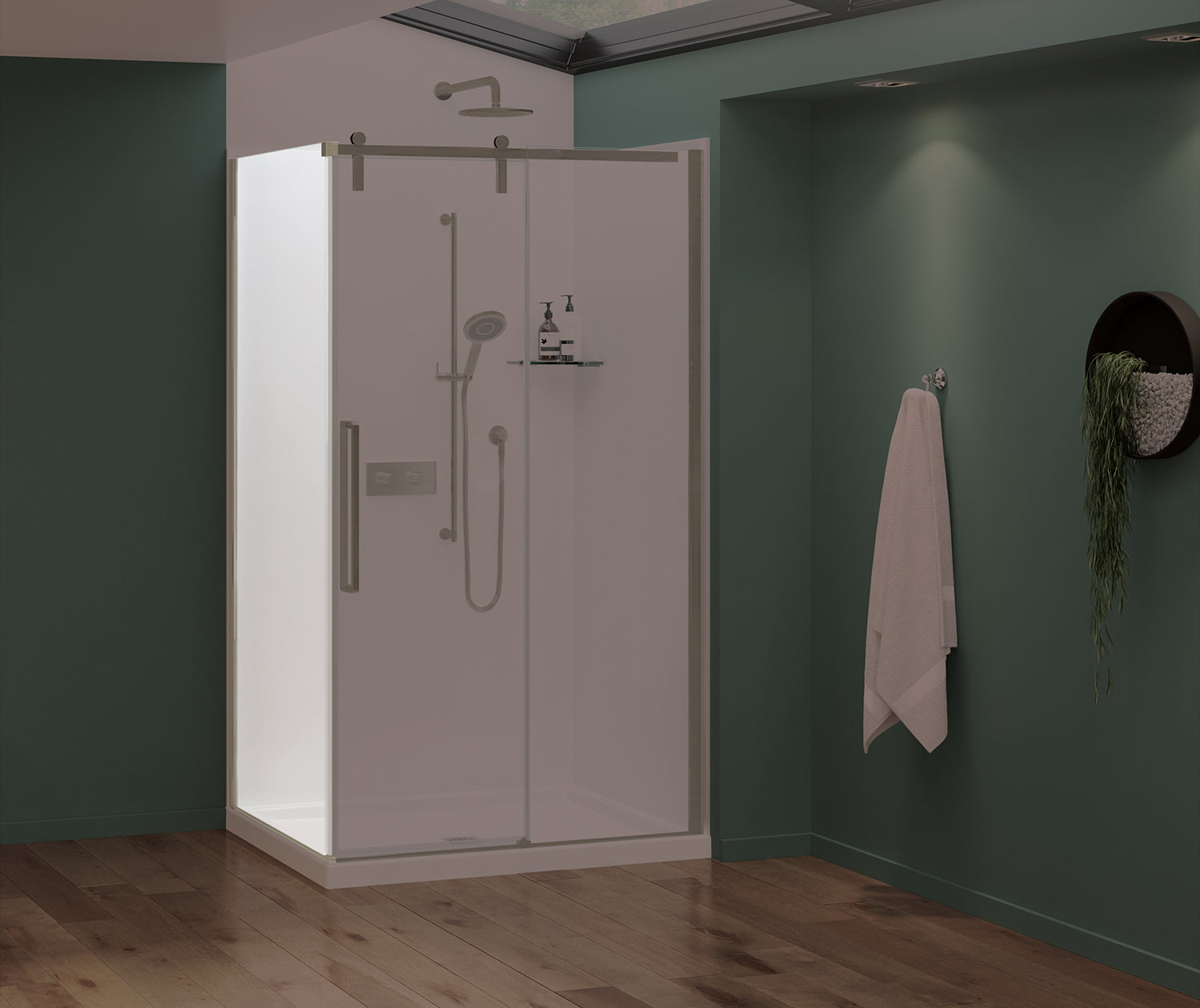 Nebula Return Panel for 36 in. Base with Clear glass in Brushed Nickel - Plumbing Market