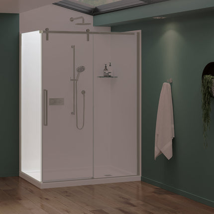 Nebula Return Panel for 36 in. Base with Clear glass in Brushed Nickel - Plumbing Market