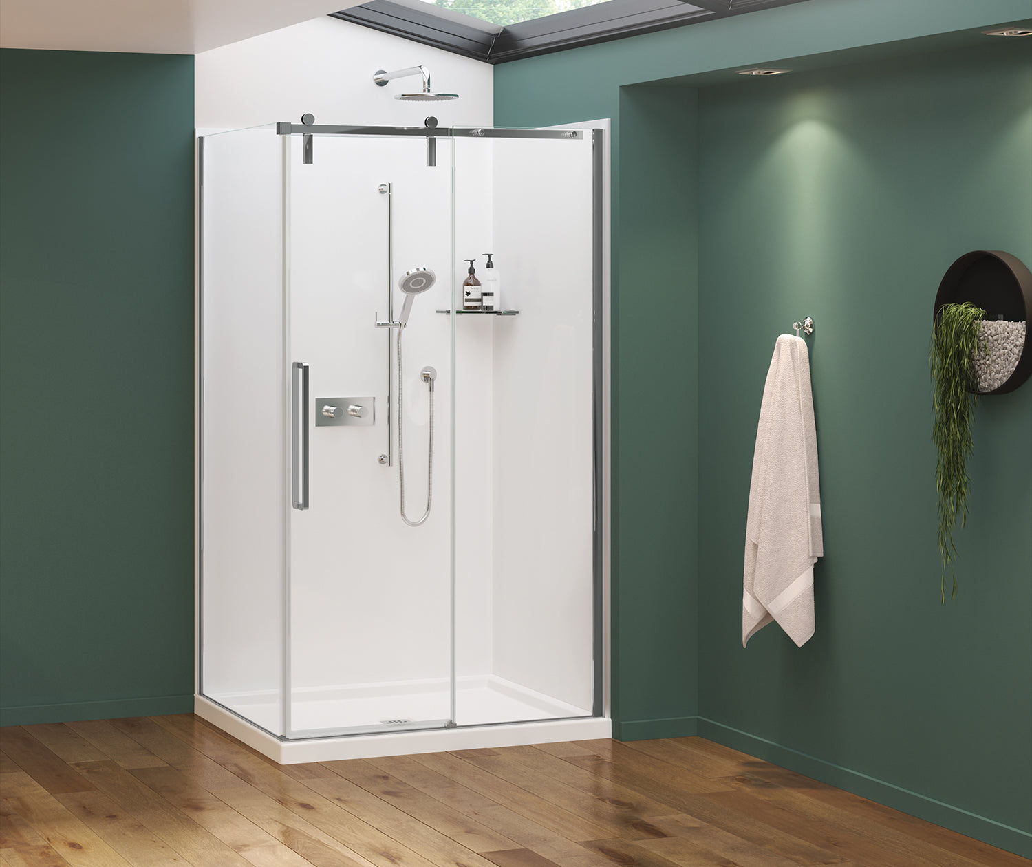 Nebula 44 ½-46 ½ x 78 ¾ in. 8mm Sliding Shower Door for Alcove Installation with Clear glass in Chrome - Plumbing Market