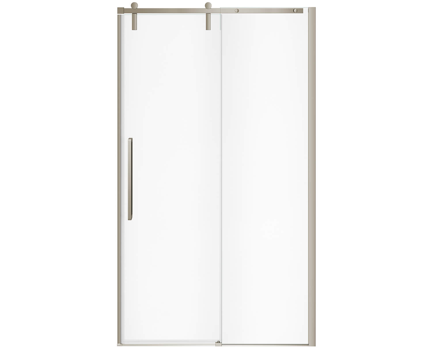 Nebula 44 ½-46 ½ x 78 ¾ in. 8mm Sliding Shower Door for Alcove Installation with Clear glass in Brushed Nickel - Plumbing Market