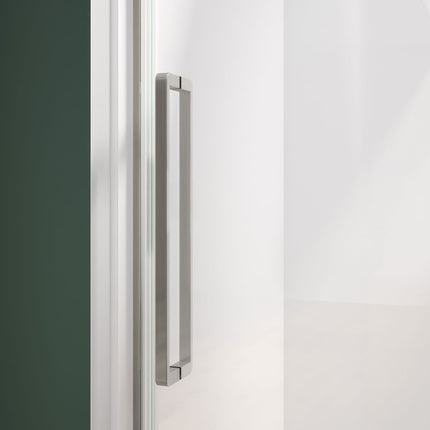 Nebula 44 ½-46 ½ x 78 ¾ in. 8mm Sliding Shower Door for Alcove Installation with Clear glass in Brushed Nickel - Plumbing Market