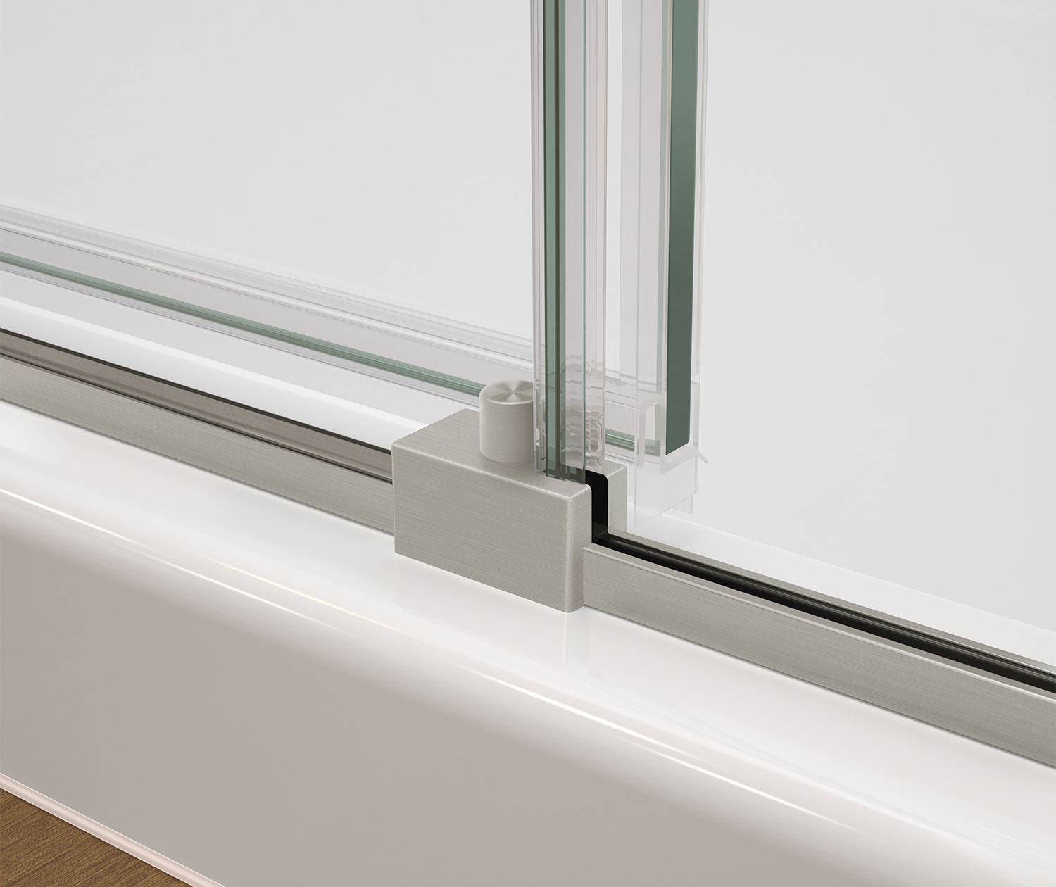 Nebula 44 ½-46 ½ x 78 ¾ in. 8mm Sliding Shower Door for Alcove Installation with Clear glass in Brushed Nickel - Plumbing Market