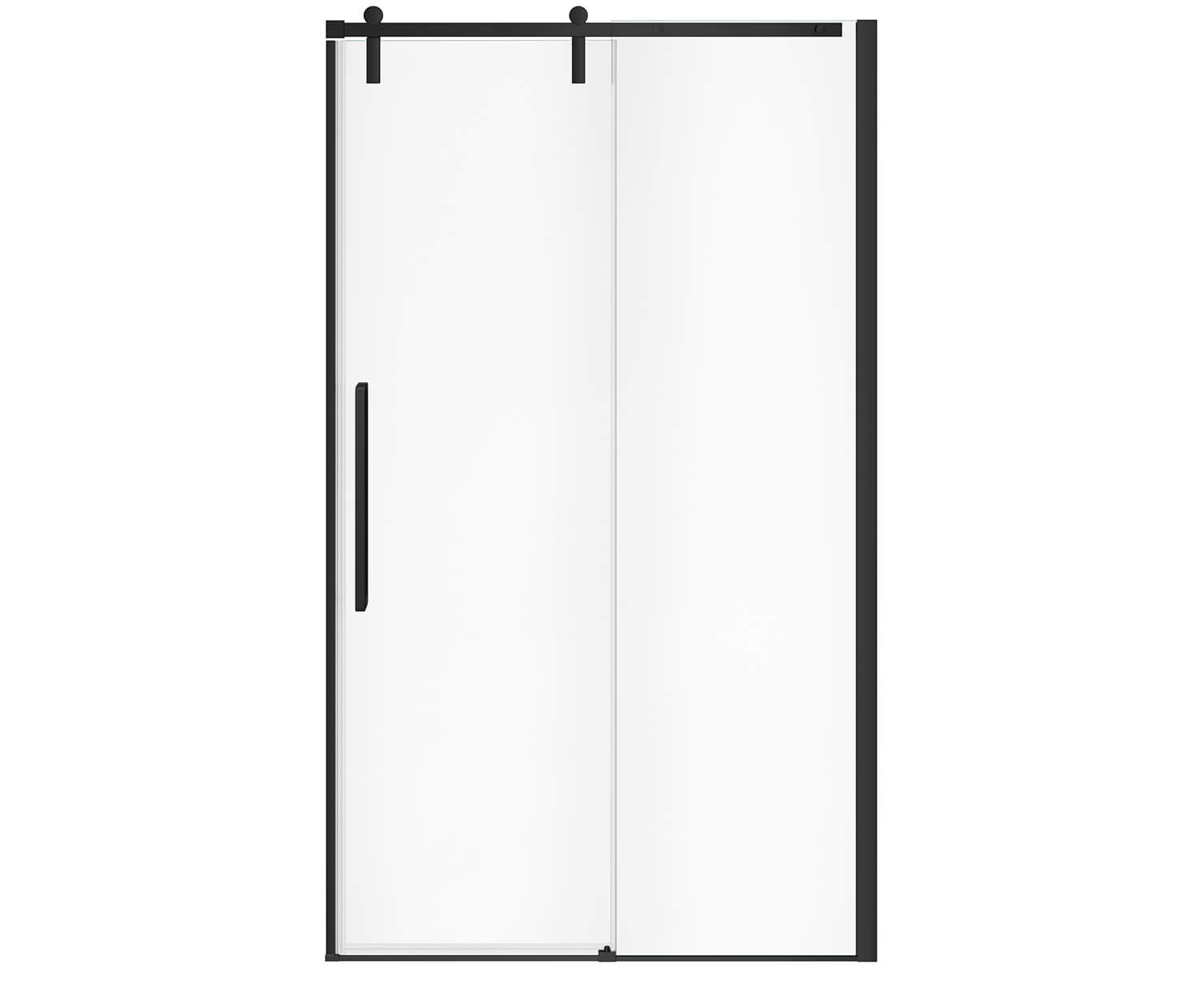 Nebula 44 ½-46 ½ x 78 ¾ in. 8mm Sliding Shower Door for Alcove Installation with Clear glass in Matte Black - Plumbing Market
