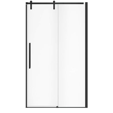 Nebula 44 ½-46 ½ x 78 ¾ in. 8mm Sliding Shower Door for Alcove Installation with Clear glass in Matte Black - Plumbing Market