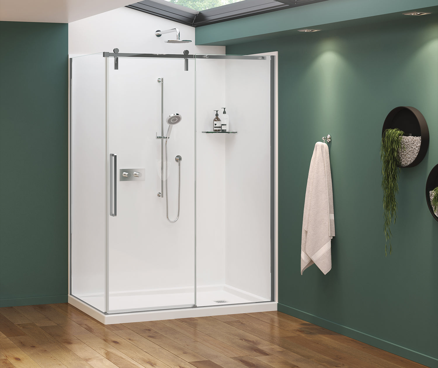 Nebula 56 ½-58 ½ x 78 ¾ in. 8mm Sliding Shower Door for Alcove Installation with Clear glass in Chrome - Plumbing Market