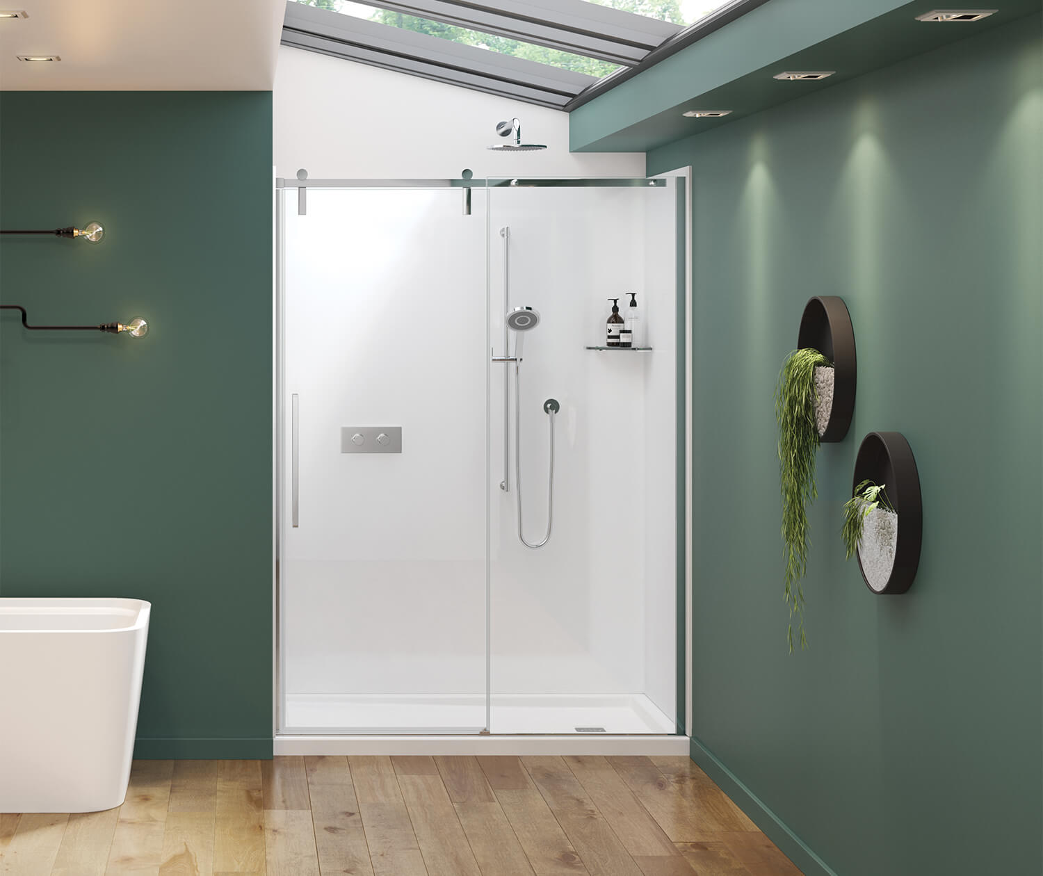 Nebula 56 ½-58 ½ x 78 ¾ in. 8mm Sliding Shower Door for Alcove Installation with Clear glass in Chrome - Plumbing Market