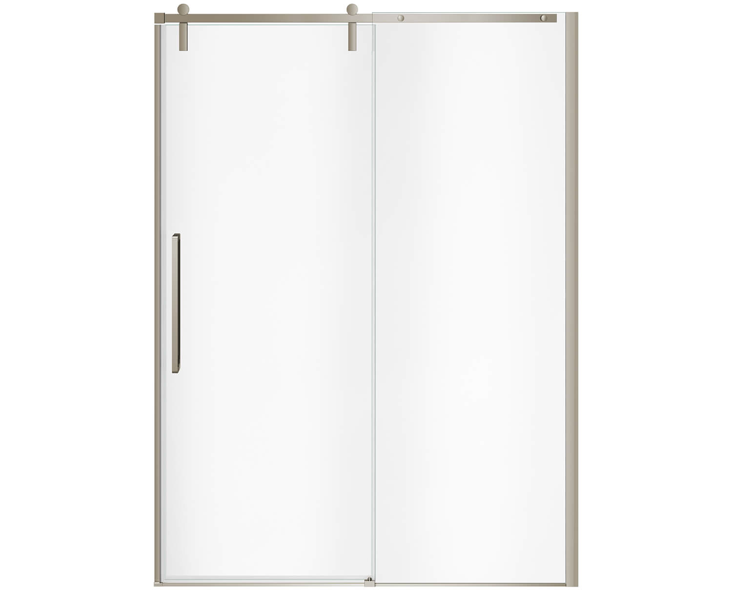 Nebula 56 ½-58 ½ x 78 ¾ in. 8mm Sliding Shower Door for Alcove Installation with Clear glass in Brushed Nickel - Plumbing Market