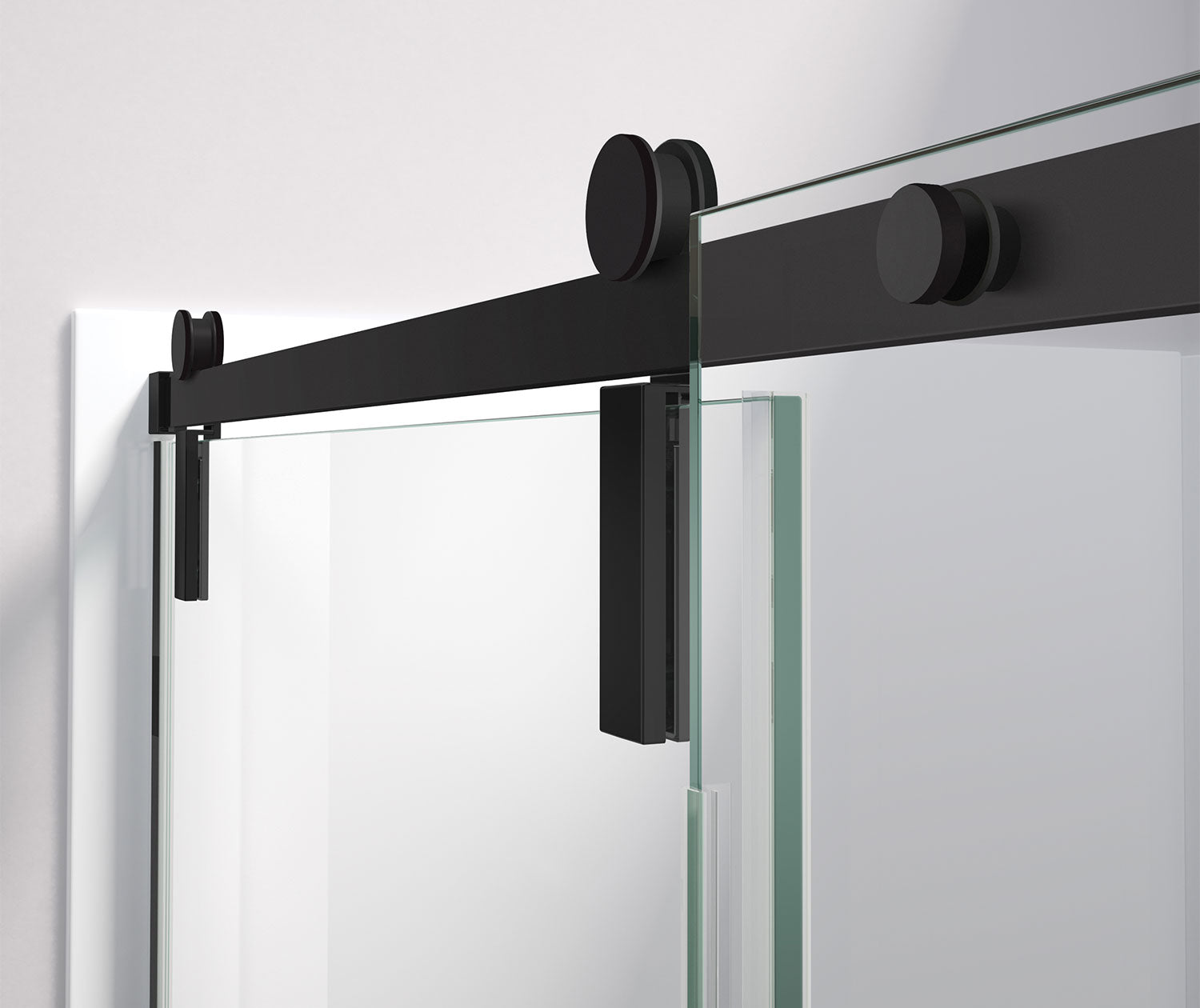 Nebula 56 ½-58 ½ x 78 ¾ in. 8mm Sliding Shower Door for Alcove Installation with Clear glass in Matte Black - Plumbing Market
