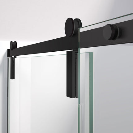 Nebula 56 ½-58 ½ x 78 ¾ in. 8mm Sliding Shower Door for Alcove Installation with Clear glass in Matte Black - Plumbing Market
