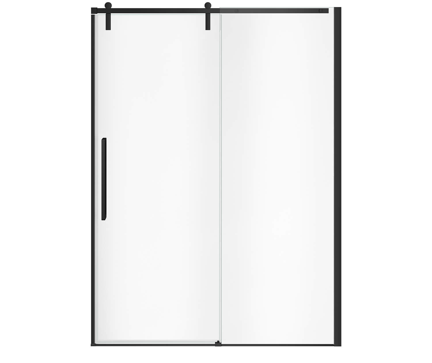 Nebula 56 ½-58 ½ x 78 ¾ in. 8mm Sliding Shower Door for Alcove Installation with Clear glass in Matte Black - Plumbing Market