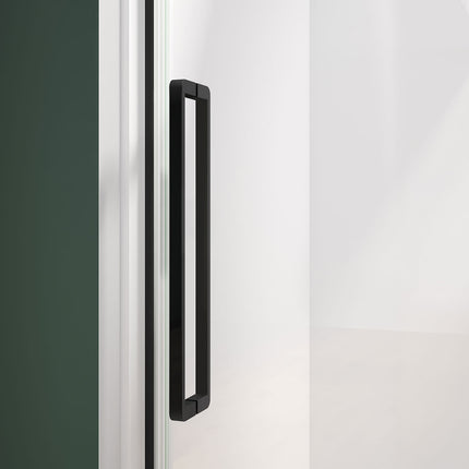Nebula 56 ½-58 ½ x 78 ¾ in. 8mm Sliding Shower Door for Alcove Installation with Clear glass in Matte Black - Plumbing Market