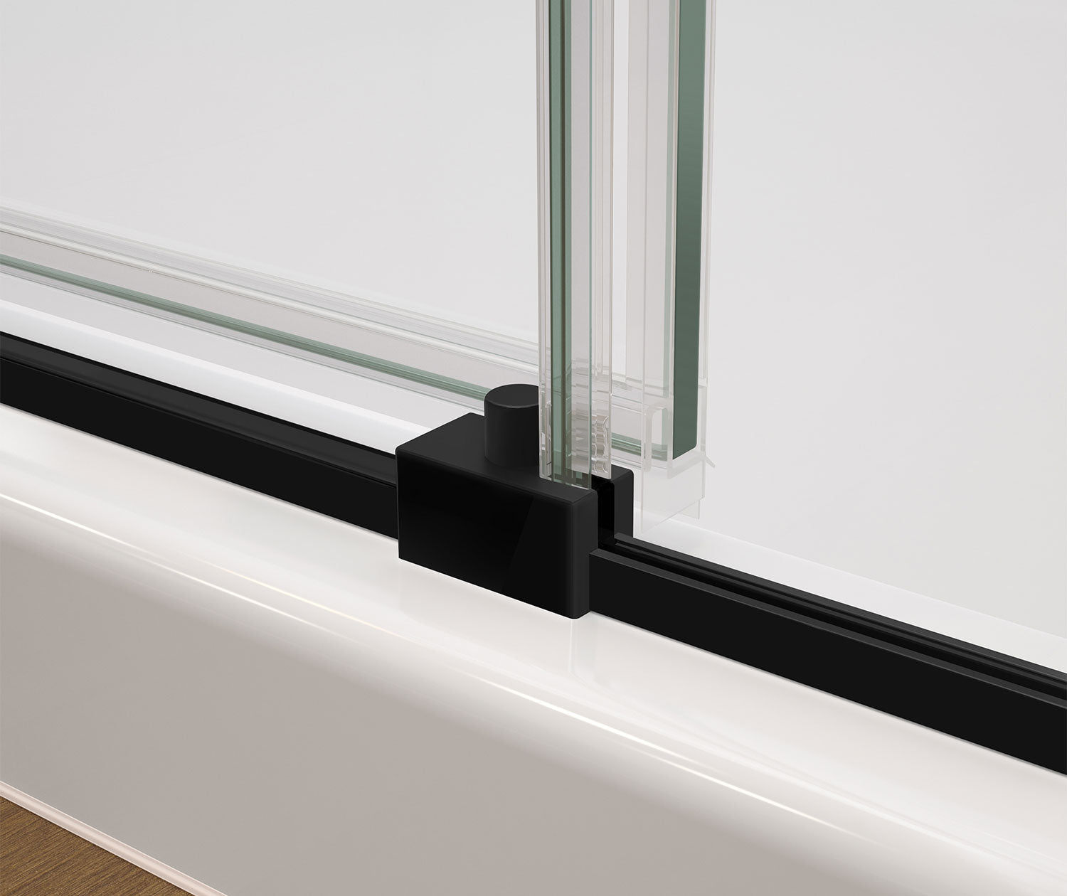 Nebula 56 ½-58 ½ x 78 ¾ in. 8mm Sliding Shower Door for Alcove Installation with Clear glass in Matte Black - Plumbing Market