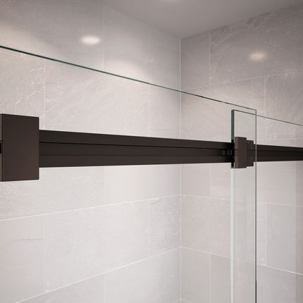 Duel 56-59 x 55 ½-59 in. 8 mm Bypass Tub Door for Alcove Installation with Clear glass in Dark Bronze - Plumbing Market