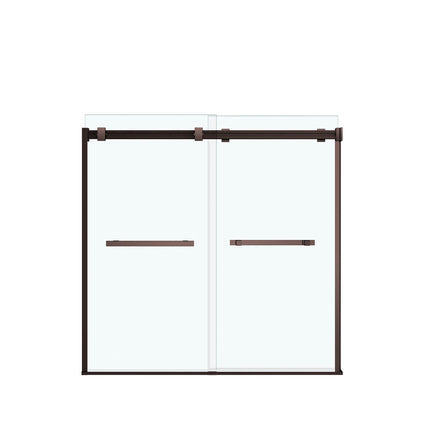 Duel 56-59 x 55 ½-59 in. 8 mm Bypass Tub Door for Alcove Installation with Clear glass in Dark Bronze - Plumbing Market