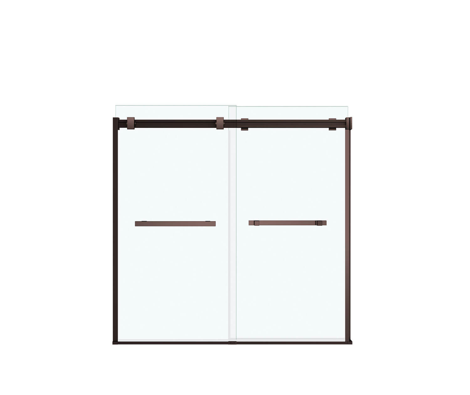 Duel 56-59 x 55 ½-59 in. 8 mm Bypass Tub Door for Alcove Installation with Clear glass in Dark Bronze - Plumbing Market