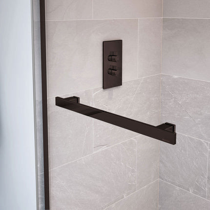 Duel 56-59 x 55 ½-59 in. 8 mm Bypass Tub Door for Alcove Installation with Clear glass in Dark Bronze - Plumbing Market