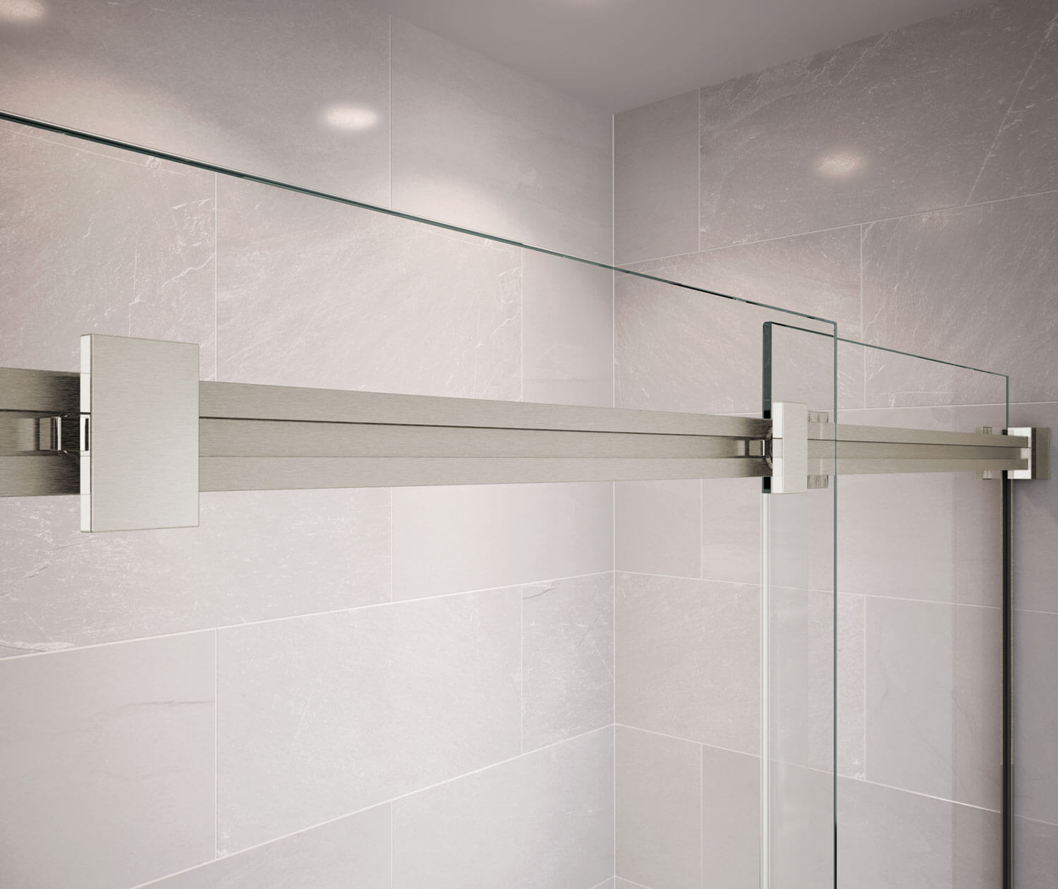 Duel 56-59 x 55 ½-59 in. 8 mm Bypass Tub Door for Alcove Installation with Clear glass in Brushed Nickel - Plumbing Market