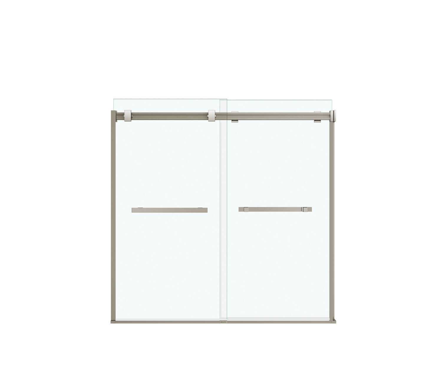 Duel 56-59 x 55 ½-59 in. 8 mm Bypass Tub Door for Alcove Installation with Clear glass in Brushed Nickel - Plumbing Market