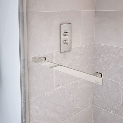 Duel 56-59 x 55 ½-59 in. 8 mm Bypass Tub Door for Alcove Installation with Clear glass in Brushed Nickel - Plumbing Market