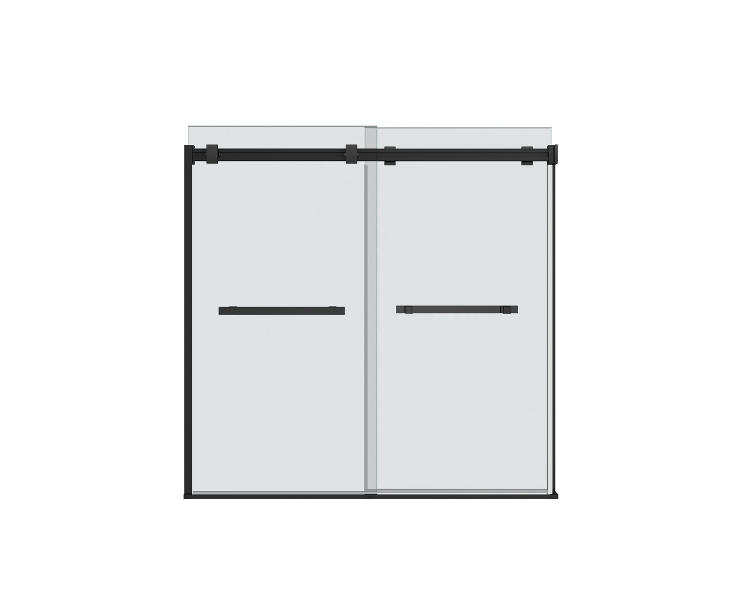 Duel 56-59 x 55 ½-59 in. 8 mm Bypass Tub Door for Alcove Installation with Clear glass in Matte Black - Plumbing Market