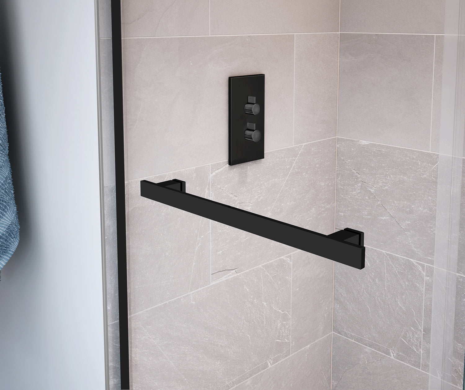 Duel 56-59 x 55 ½-59 in. 8 mm Bypass Tub Door for Alcove Installation with Clear glass in Matte Black - Plumbing Market