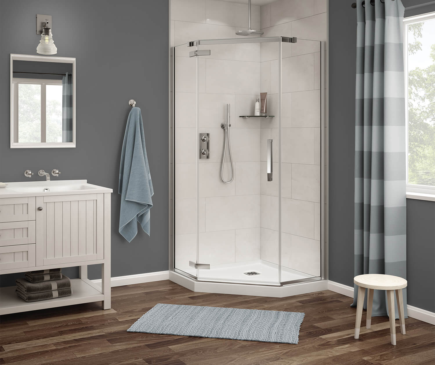 Maax Link Neo-angle 40 x 40 x 75 in. 8mm Pivot Shower Door for Corner Installation with Clear glass in Chrome 136321-900-084-000 - Plumbing Market