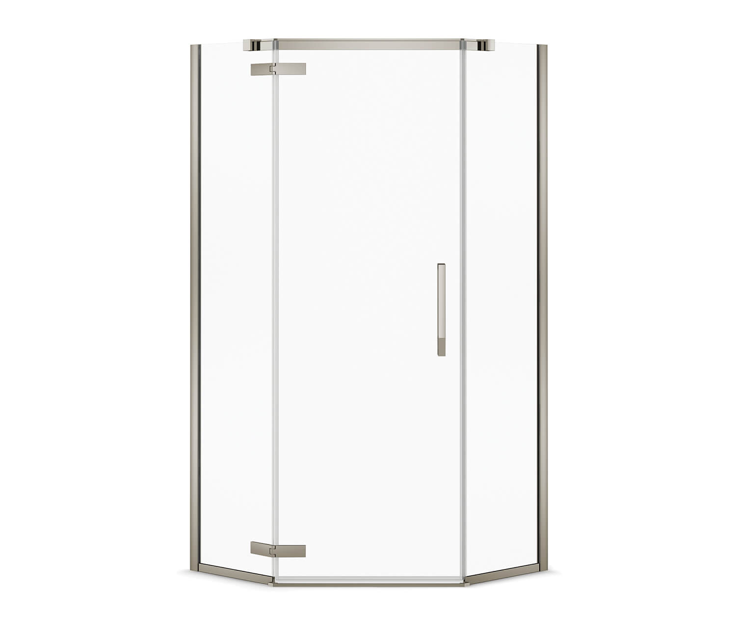 Maax Link Neo-angle 40 x 40 x 75 in. 8mm Pivot Shower Door for Corner Installation with Clear glass in Brushed Nickel 136321-900-305-000 - Plumbing Market