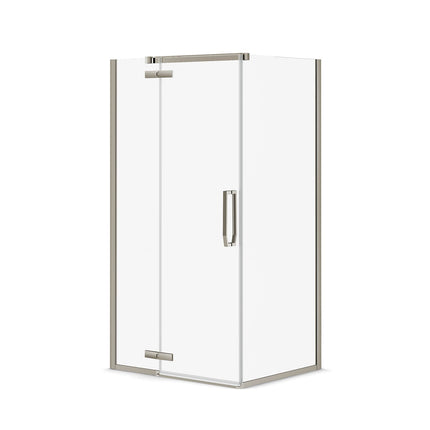 Link Rectangular 42 x 34 x 75 in. 8mm Pivot Shower Door for Corner Installation with Clear glass in Brushed Nickel - Plumbing Market