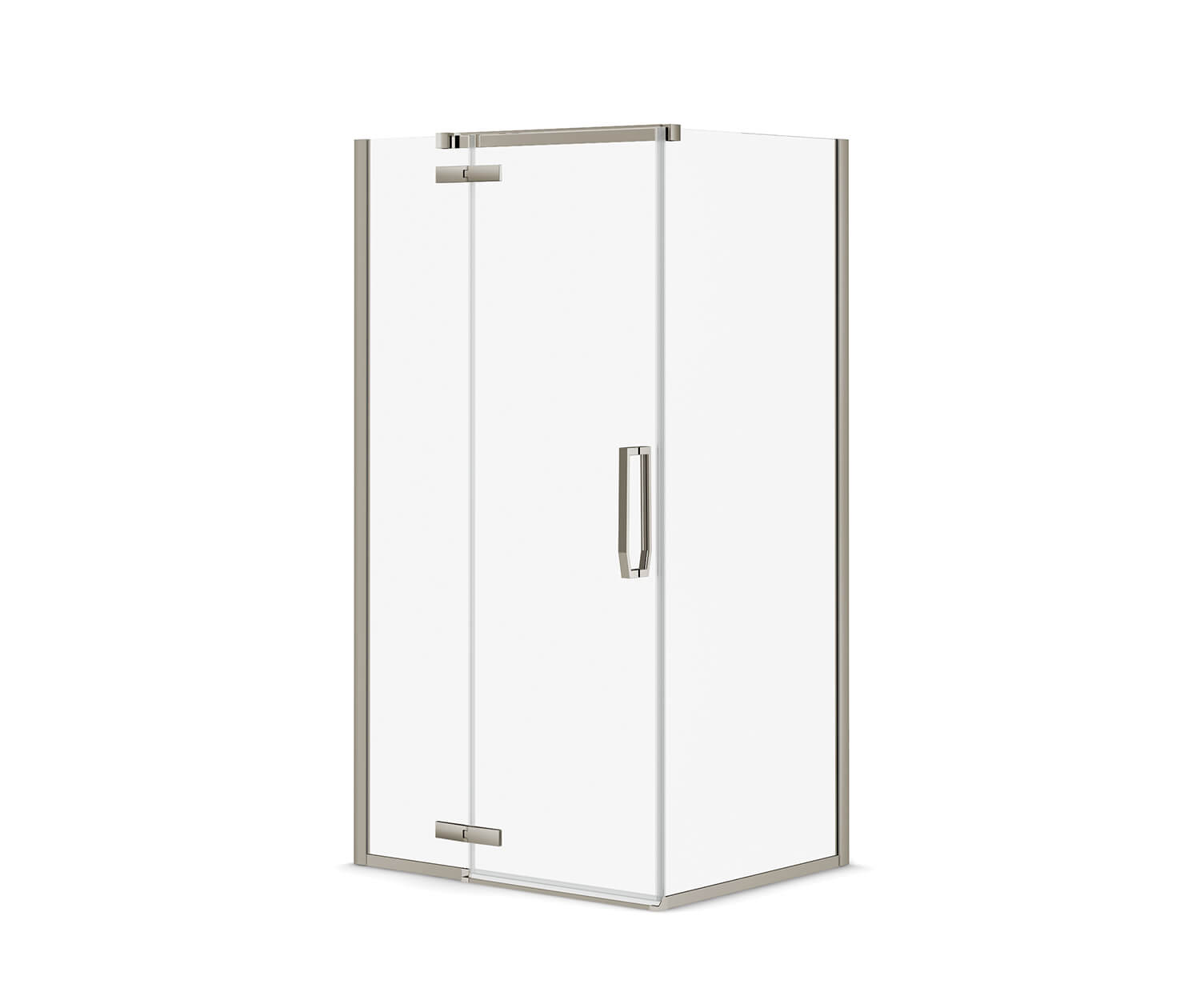 Link Rectangular 42 x 34 x 75 in. 8mm Pivot Shower Door for Corner Installation with Clear glass in Brushed Nickel - Plumbing Market