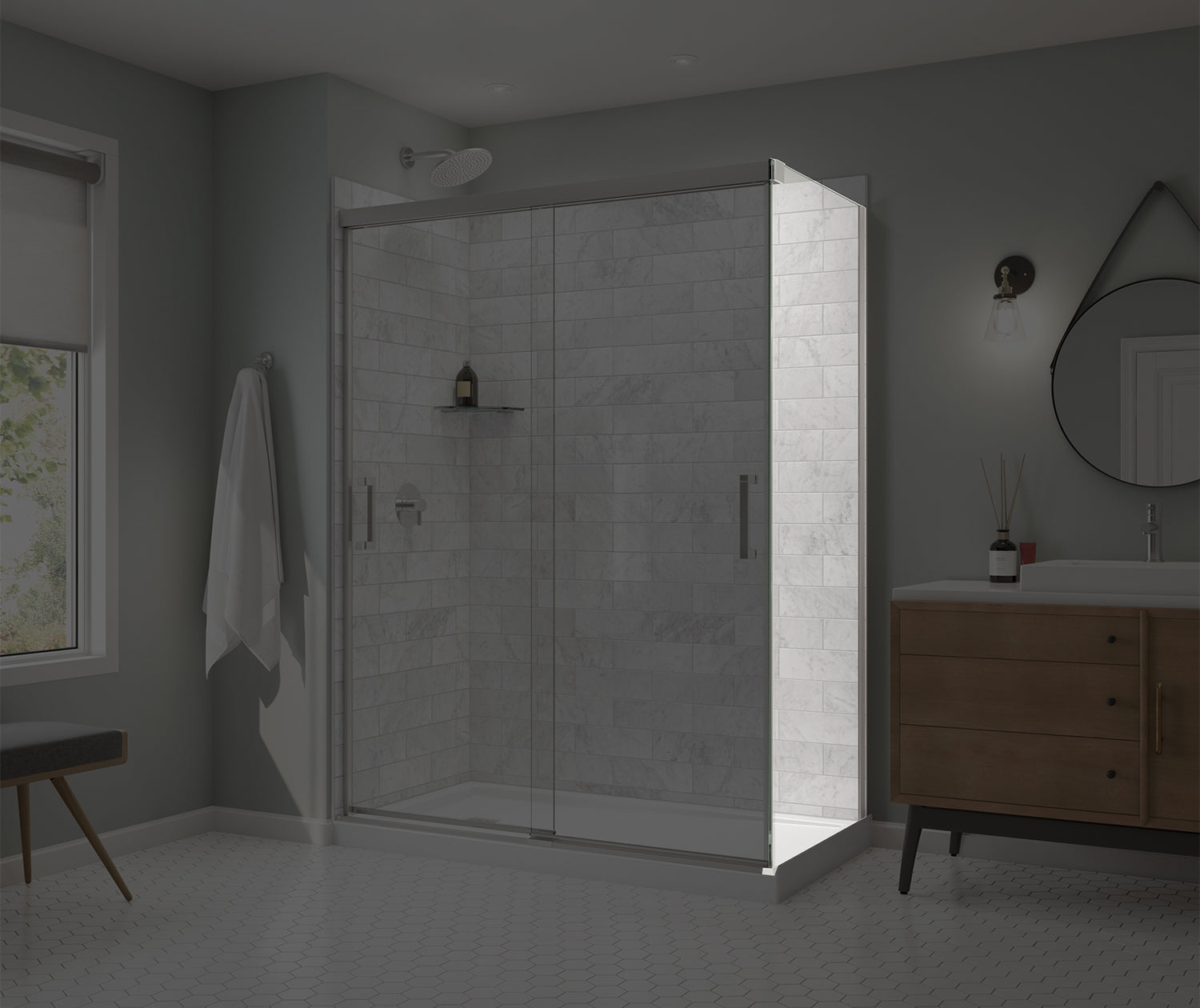 Incognito 76 Return Panel for 32 in. Base with Clear glass in Chrome - Plumbing Market