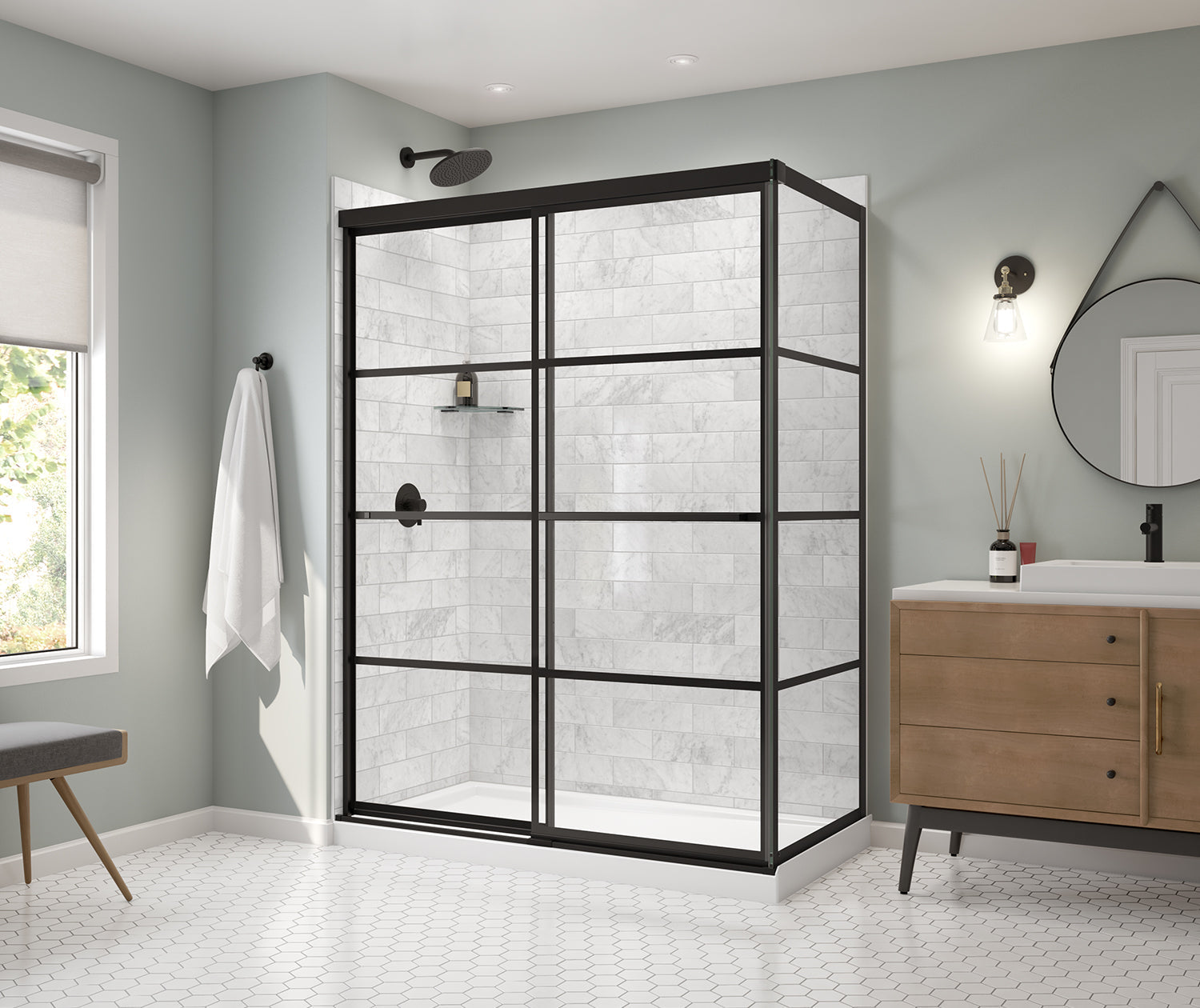 Incognito 76 Return Panel for 32 in. Base with Shaker glass in Matte Black - Plumbing Market