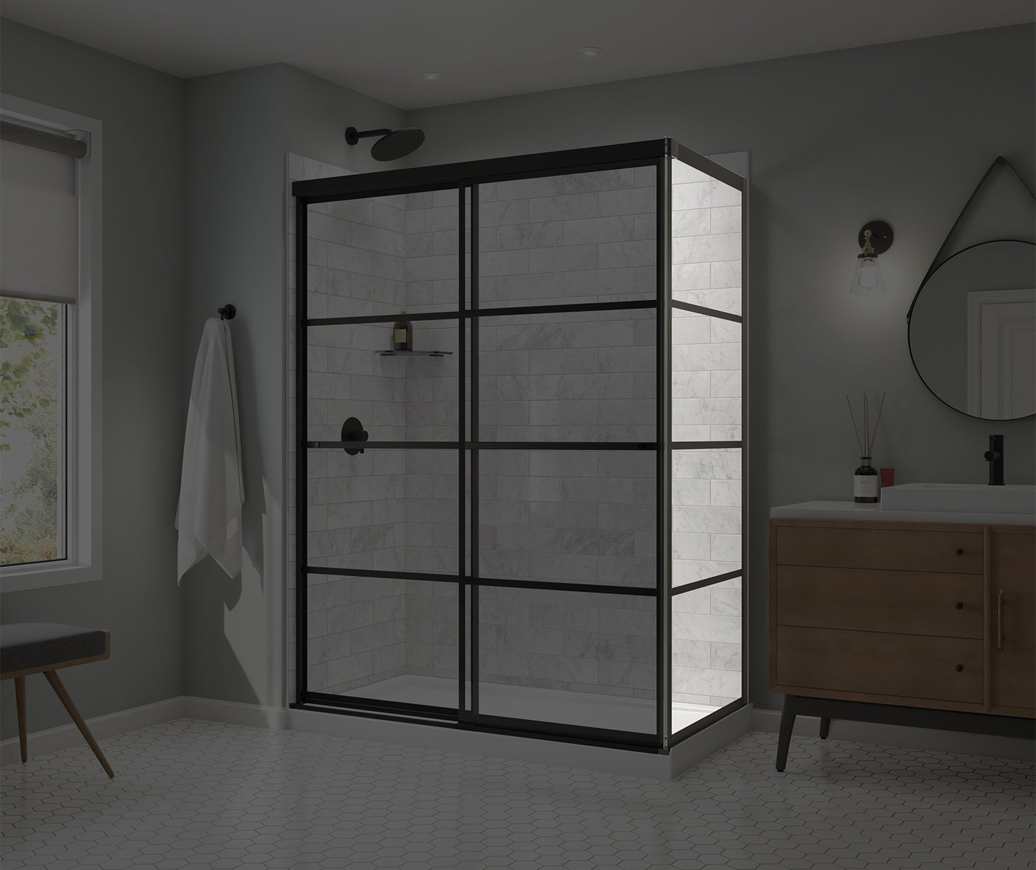 Incognito 76 Return Panel for 32 in. Base with Shaker glass in Matte Black - Plumbing Market