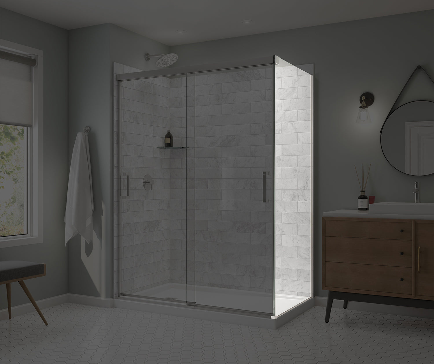 Incognito 76 Return Panel for 36 in. Base with Clear glass in Chrome - Plumbing Market