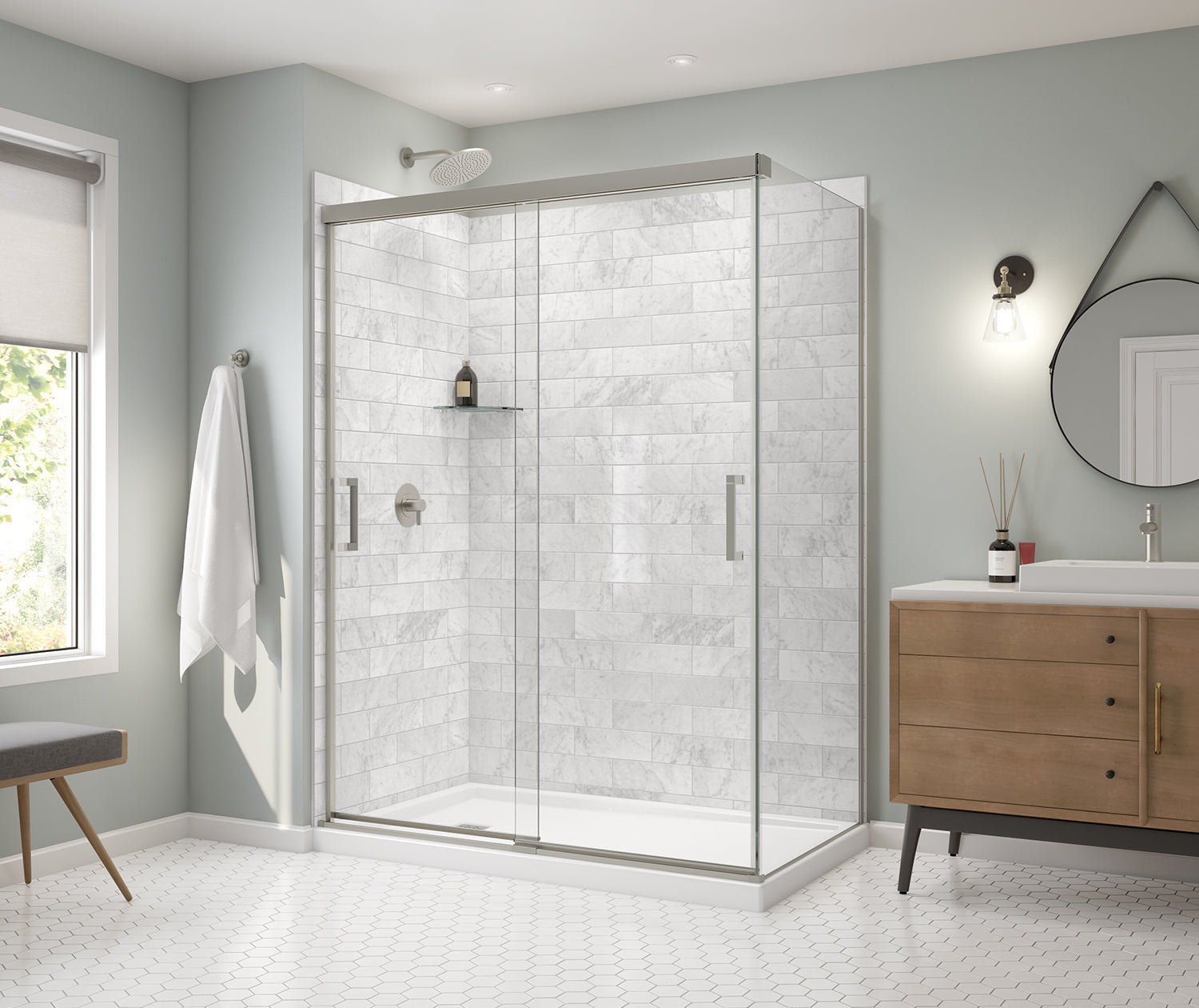 Incognito 76 Return Panel for 36 in. Base with Clear glass in Brushed Nickel - Plumbing Market