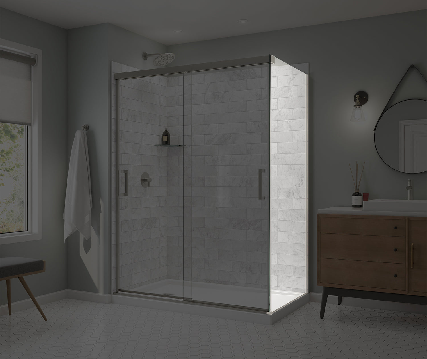 Incognito 76 Return Panel for 36 in. Base with Clear glass in Brushed Nickel - Plumbing Market