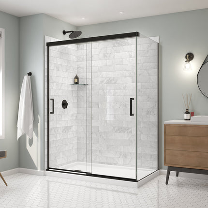 Incognito 76 Return Panel for 36 in. Base with Clear glass in Matte Black - Plumbing Market