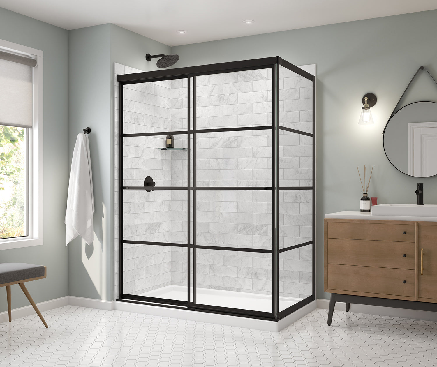 Incognito 76 Return Panel for 36 in. Base with Shaker glass in Matte Black - Plumbing Market