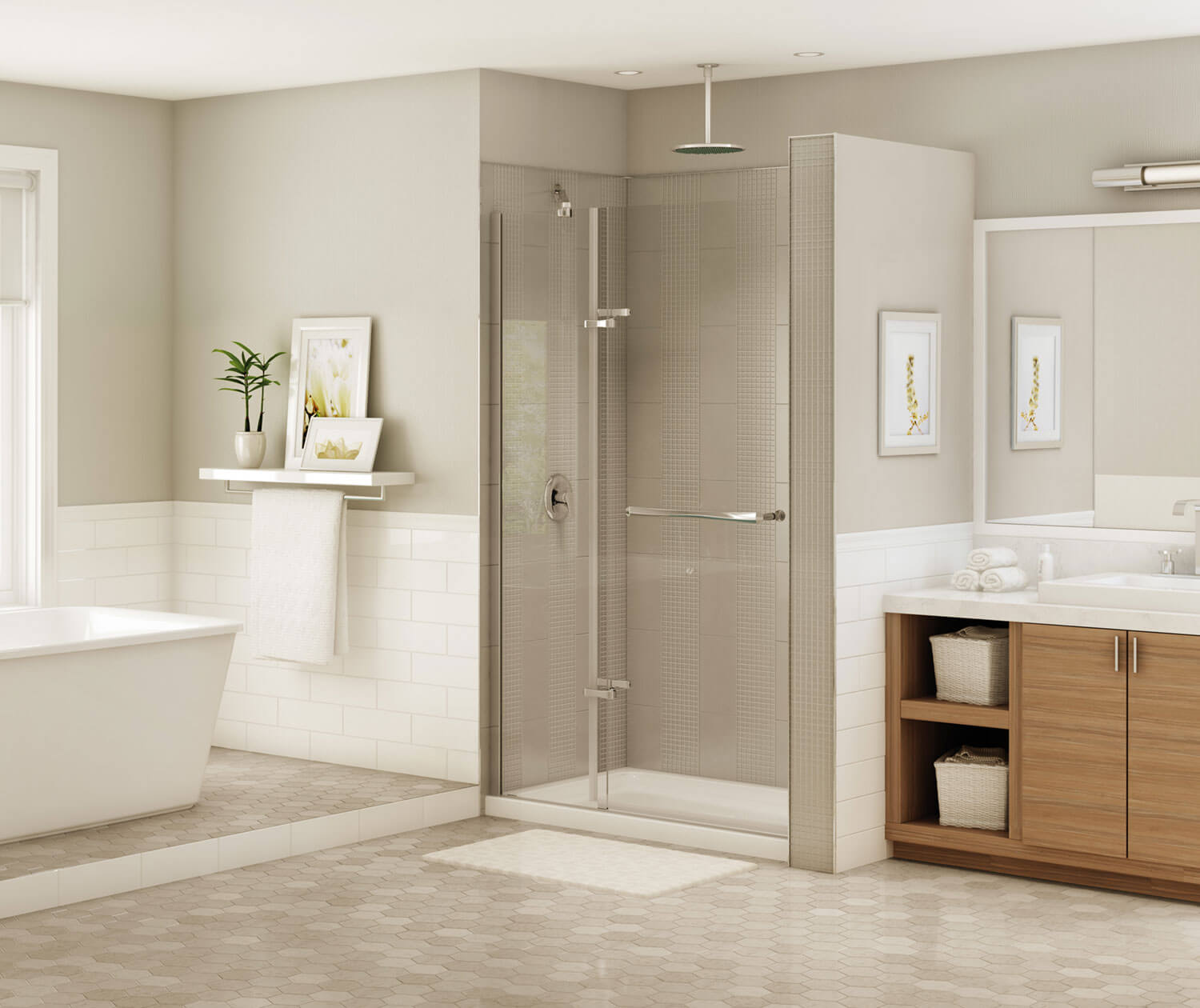 Reveal 71 44-47 x 71 ½ in. 8mm Pivot Shower Door for Alcove Installation with Clear glass in Chrome - Plumbing Market