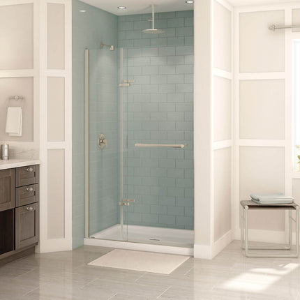 Reveal 71 44-47 x 71 ½ in. 8mm Pivot Shower Door for Alcove Installation with Clear glass in Brushed Nickel - Plumbing Market