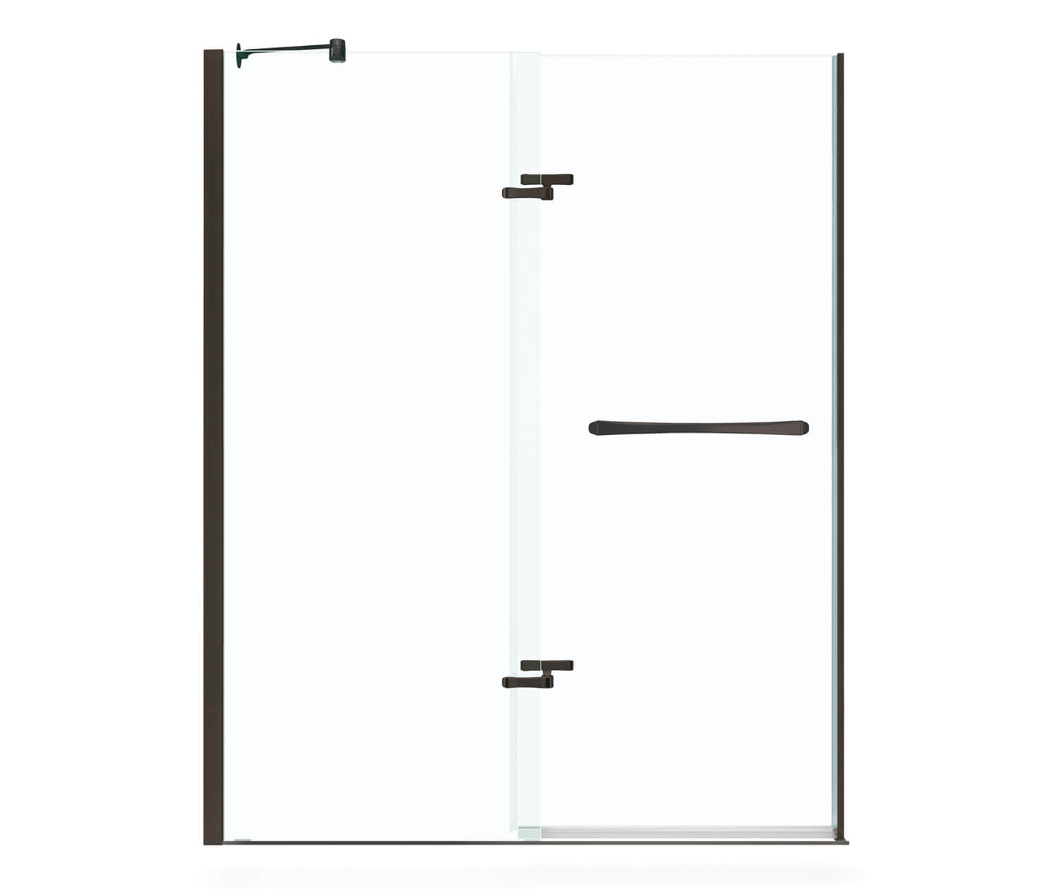 Reveal 71 56-59 x 71 ½ in. 8mm Pivot Shower Door for Alcove Installation with Clear glass in Dark Bronze - Plumbing Market
