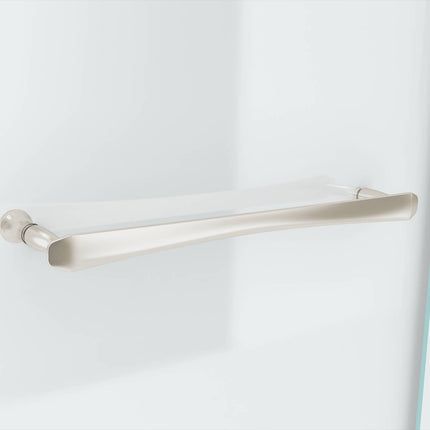 Reveal 71 56-59 x 71 ½ in. 8mm Pivot Shower Door for Alcove Installation with Clear glass in Brushed Nickel - Plumbing Market