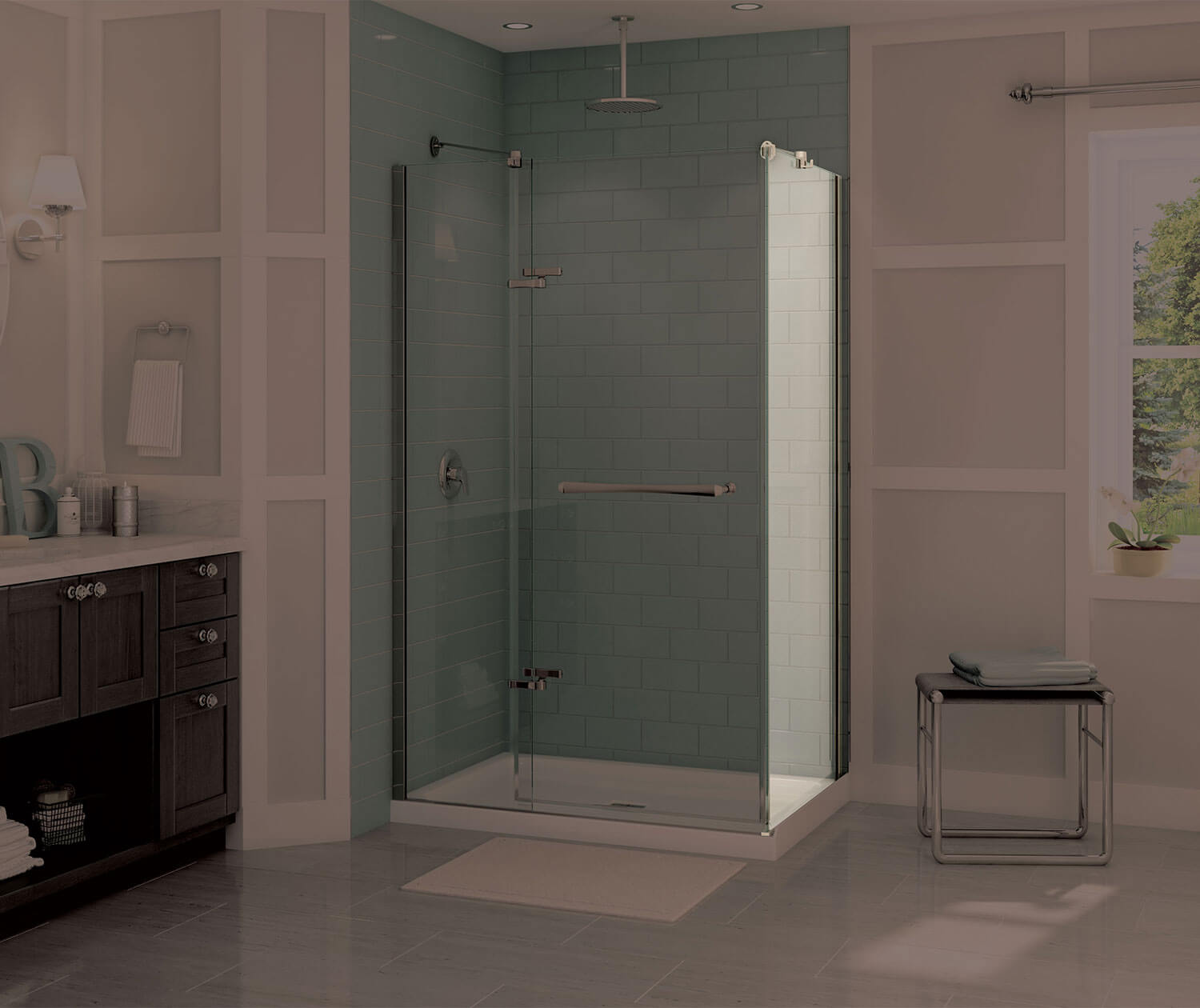 Reveal 71 Return Panel for 32 in. Base with Clear glass in Chrome - Plumbing Market