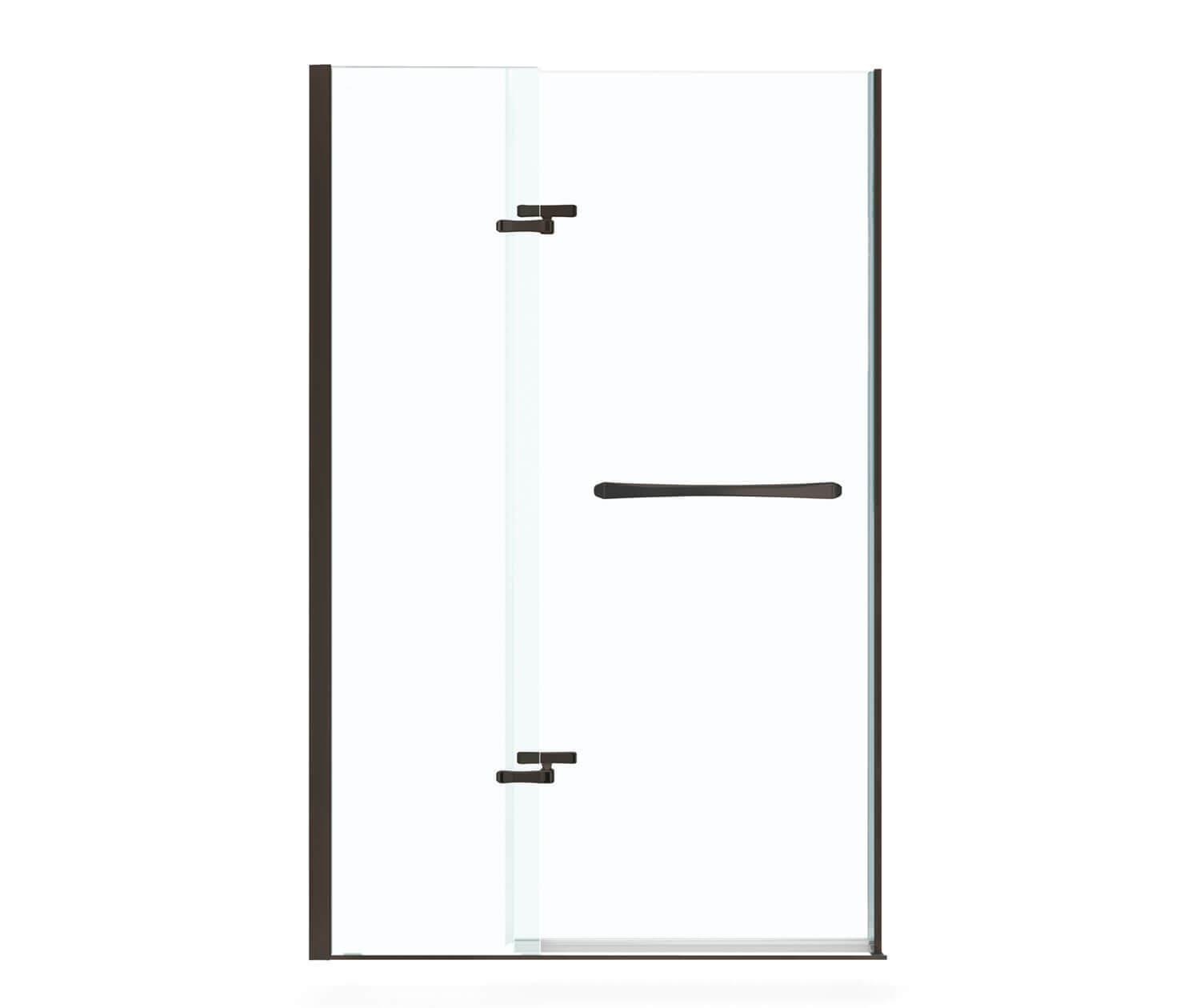 Reveal 71 41 ½-44 ½ x 71 ½ in. 8mm Pivot Shower Door for Alcove Installation with Clear glass in Dark Bronze - Plumbing Market
