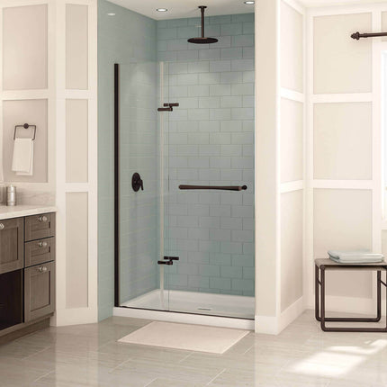 Reveal 71 41 ½-44 ½ x 71 ½ in. 8mm Pivot Shower Door for Alcove Installation with Clear glass in Dark Bronze - Plumbing Market
