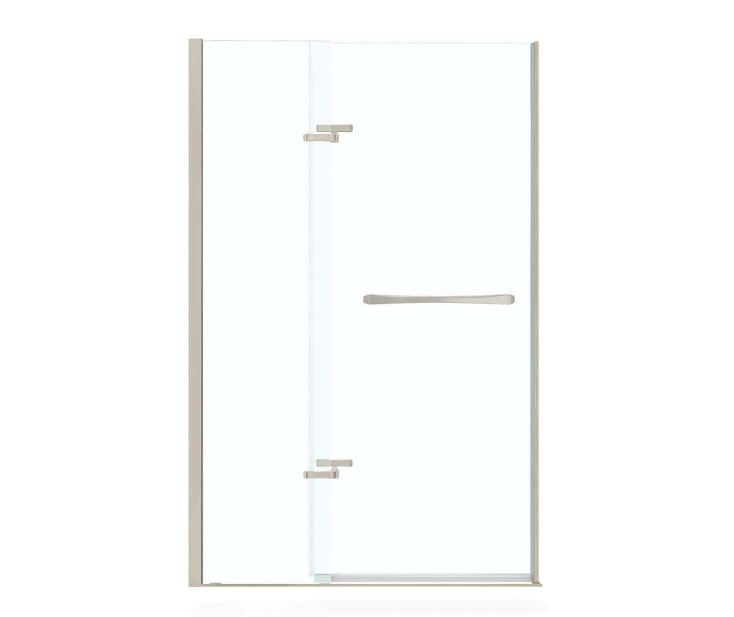 Reveal 71 41 ½-44 ½ x 71 ½ in. 8mm Pivot Shower Door for Alcove Installation with Clear glass in Brushed Nickel - Plumbing Market