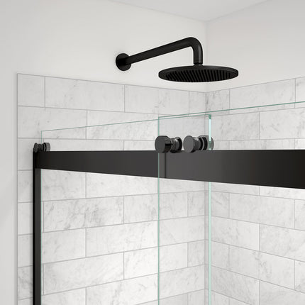 Revelation Round 44-47 in. x 70 ½-73 in. 6 mm Bypass Shower Door for Alcove Installation with Clear glass in Matte Black - Plumbing Market