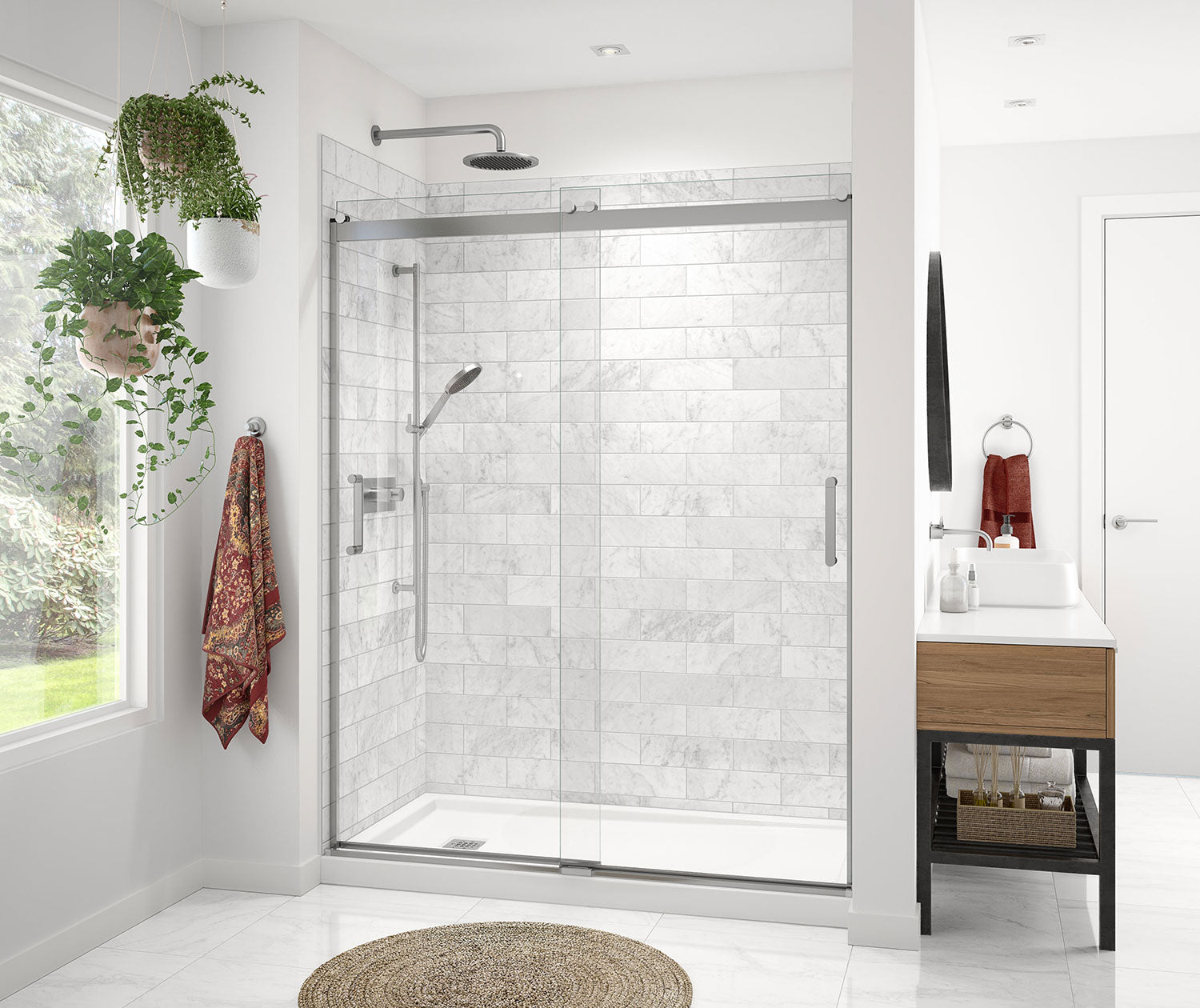 Revelation Round 56-59 in. x 70 ½-73 in. 6 mm Bypass Shower Door for Alcove Installation with Clear glass in Chrome - Plumbing Market