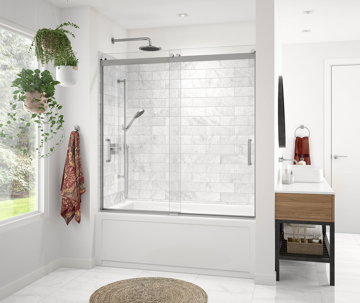 Revelation Round 56-59 in. x 56 ¾-59 ¼ in. 6 mm Bypass Tub Door for Alcove Installation with Clear glass in Chrome - Plumbing Market