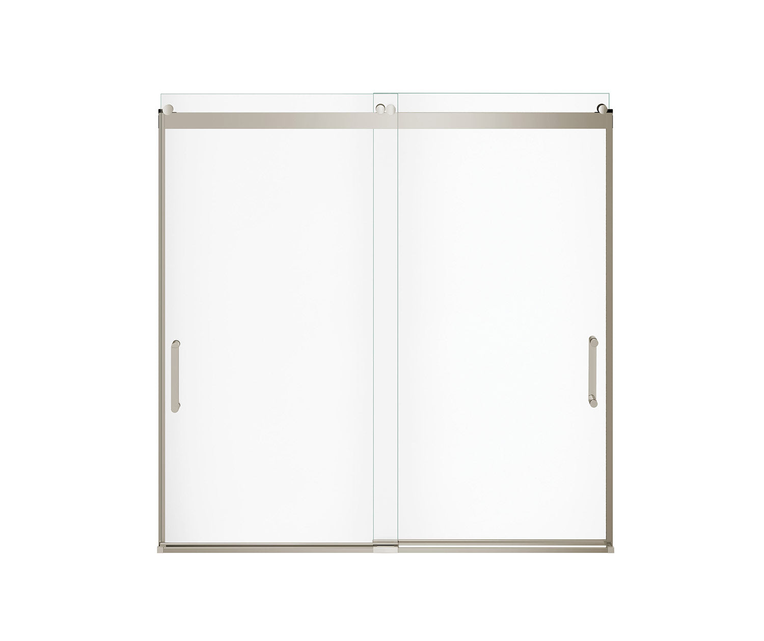 Revelation Round 56-59 in. x 56 ¾-59 ¼ in. 6 mm Bypass Tub Door for Alcove with Clear glass in Brushed Nickel - Plumbing Market